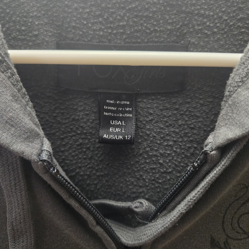 Fox Black Zip-Up Hoodie with Subtle Crest Women's Size Large - Picture 3 of 6